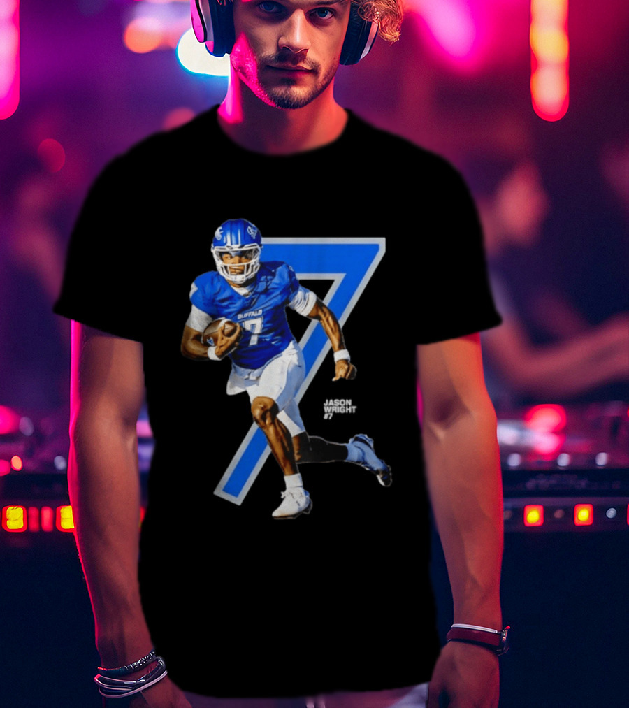 Buffalo Bulls Quarterback Jason Wright Number 7 NCAA Football Star Player T-Shirt