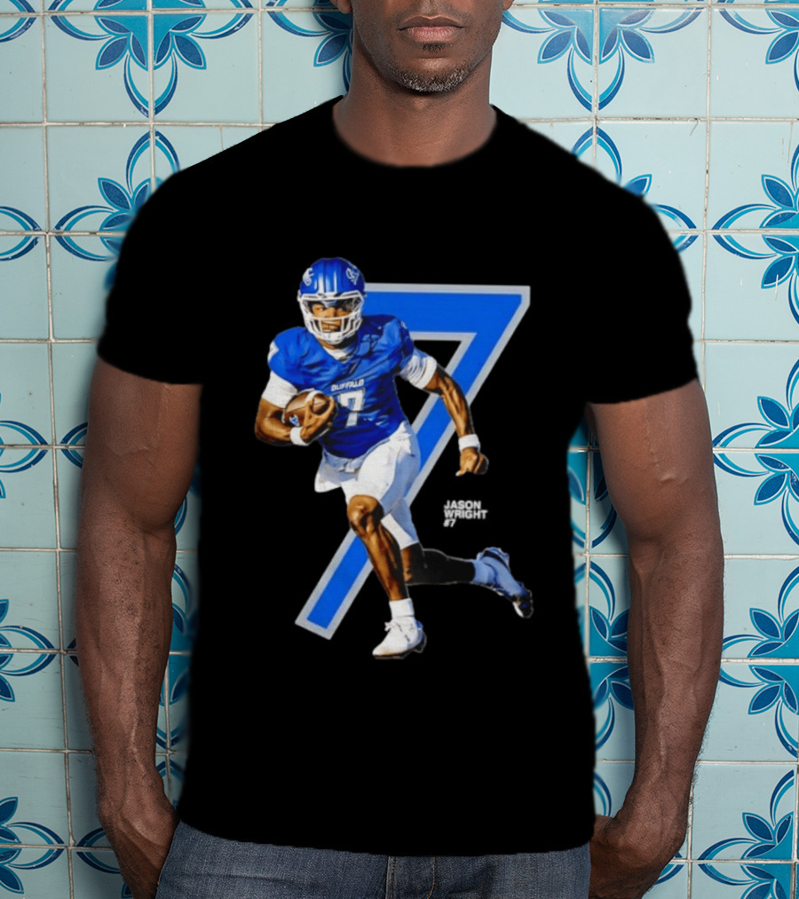 Buffalo Bulls Quarterback Jason Wright Number 7 NCAA Football Star Player T-Shirt