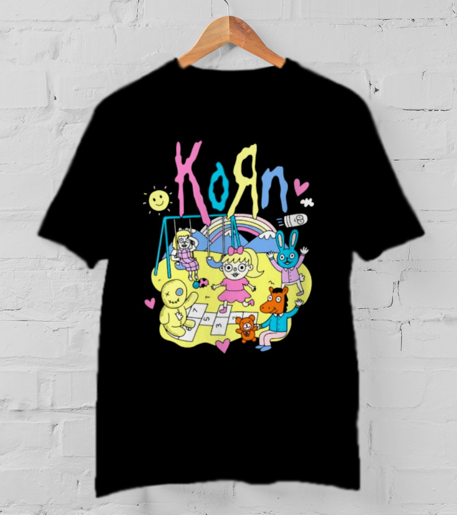 Korn Playground Cartoon Pastel Nu Metal Band T-Shirt
