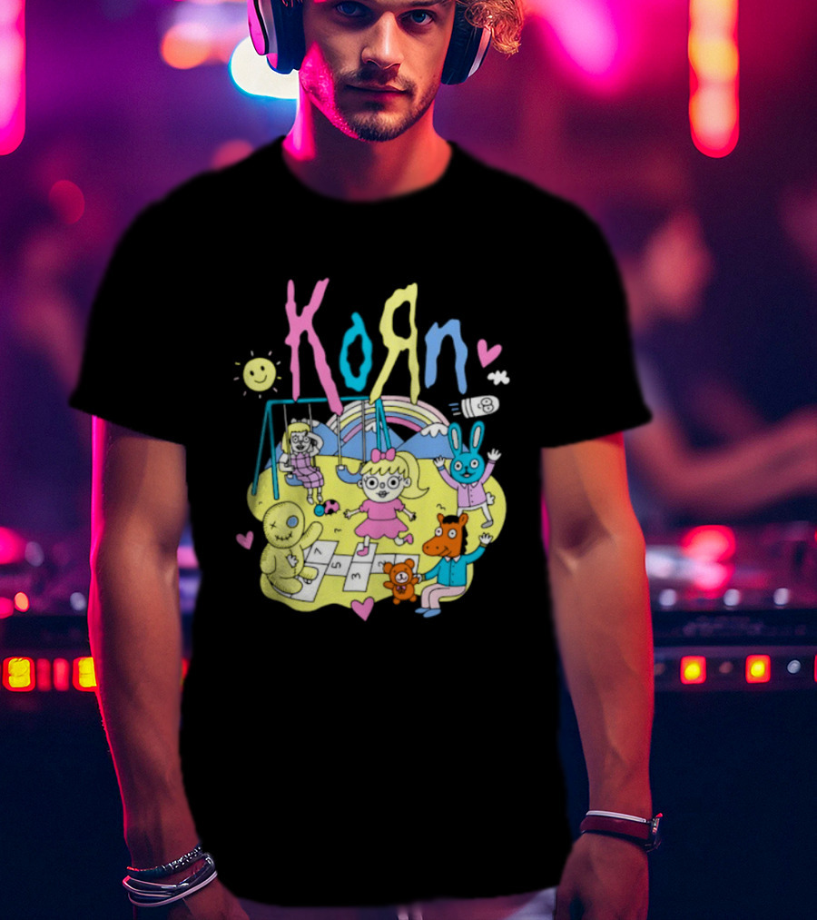 Korn Playground Cartoon Pastel Nu Metal Band T-Shirt