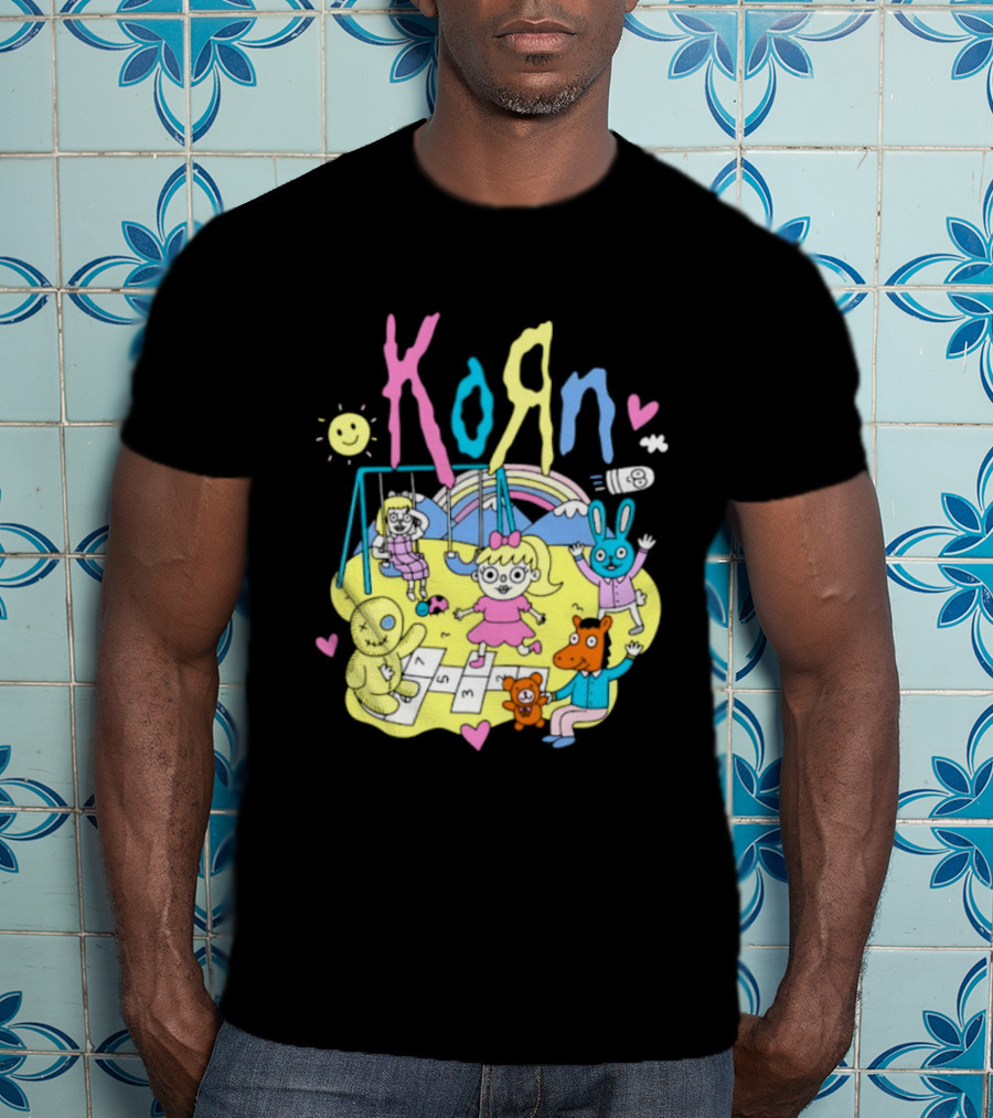 Korn Playground Cartoon Pastel Nu Metal Band T-Shirt