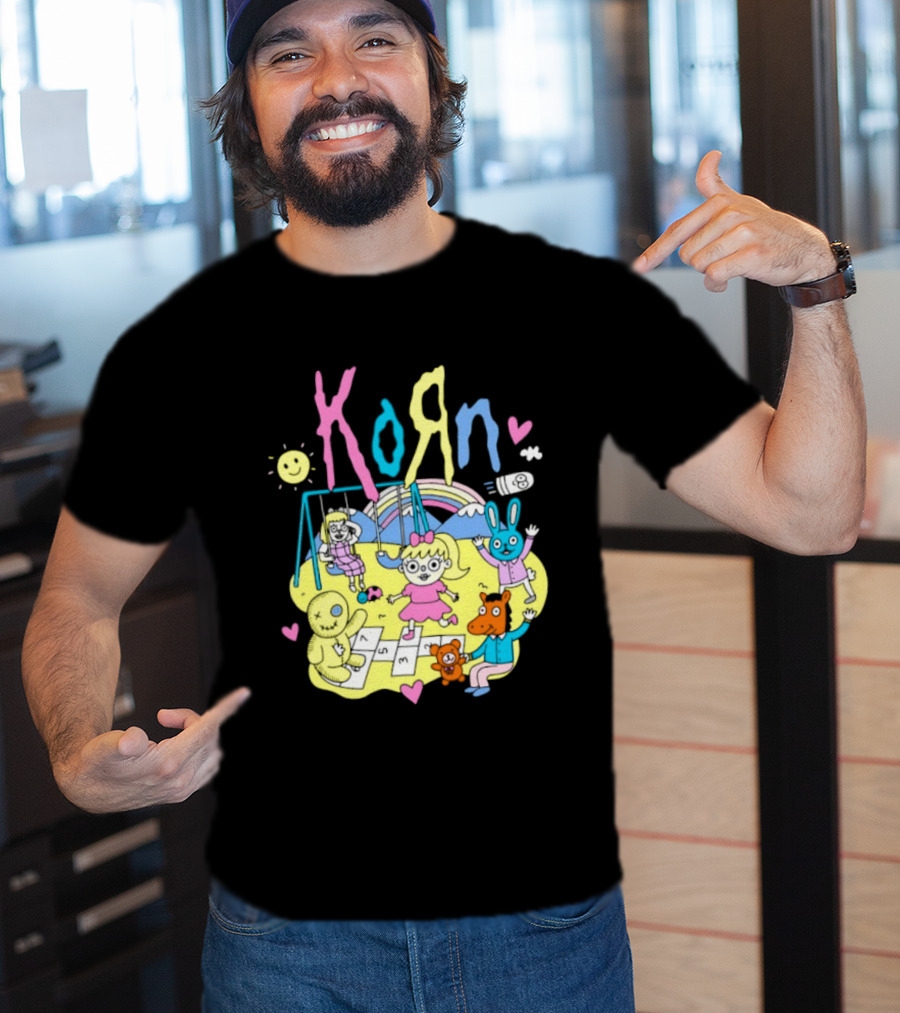 Korn Playground Cartoon Pastel Nu Metal Band T-Shirt