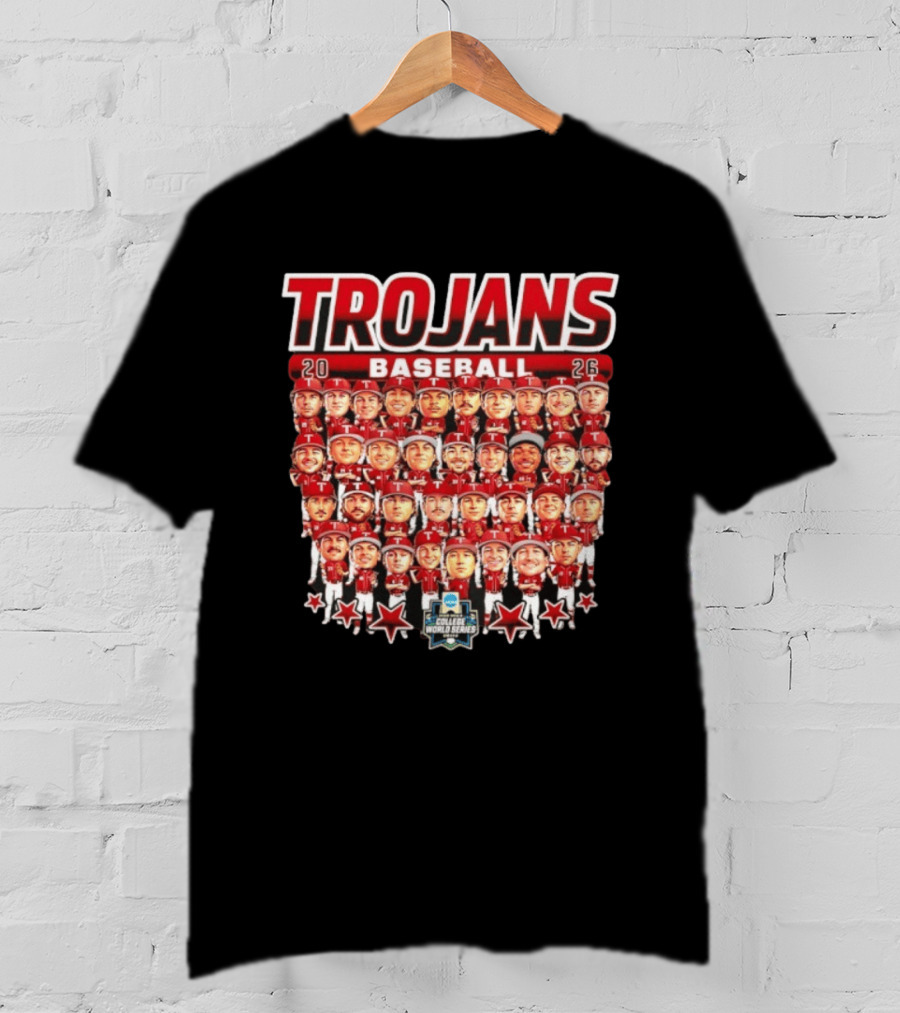 Trojans 2026 Baseball Team Caricatures NCAA College World Series T-Shirt