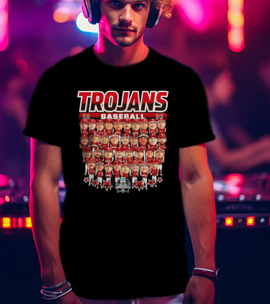 Trojans 2026 Baseball Team Caricatures NCAA College World Series T-Shirt
