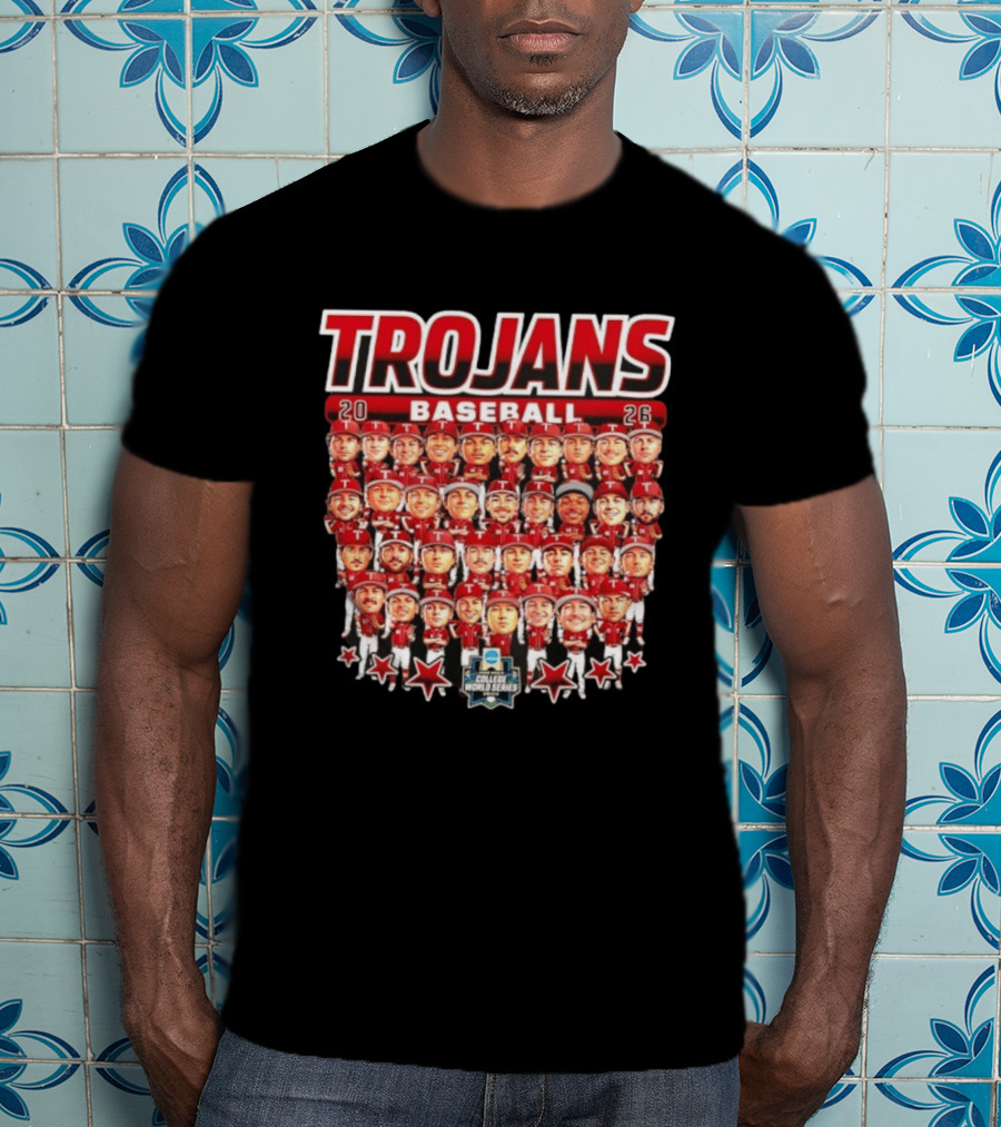 Trojans 2026 Baseball Team Caricatures NCAA College World Series T-Shirt