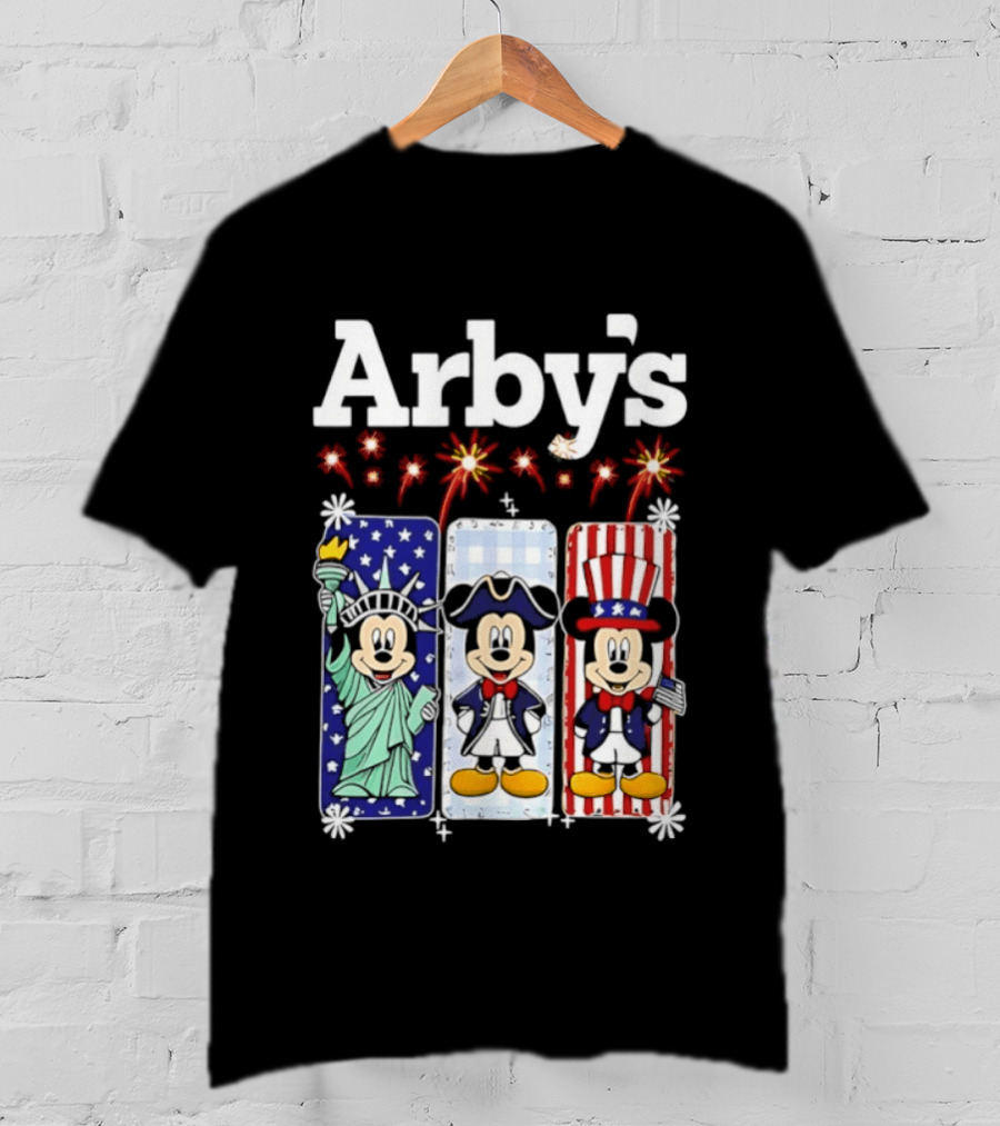 Arby's Mickey Mouse America 250th Anniversary Celebration With Statue Of Liberty And Uncle Sam Styles T-Shirt