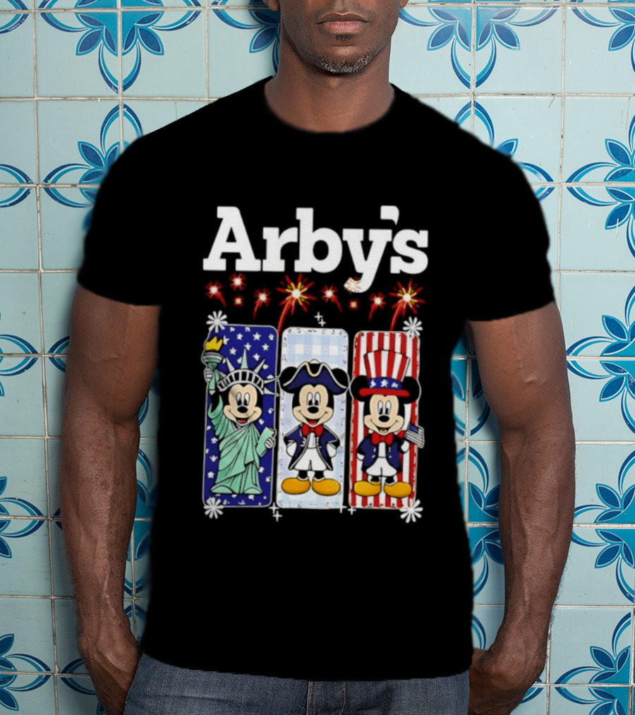 Arby's Mickey Mouse America 250th Anniversary Celebration With Statue Of Liberty And Uncle Sam Styles T-Shirt