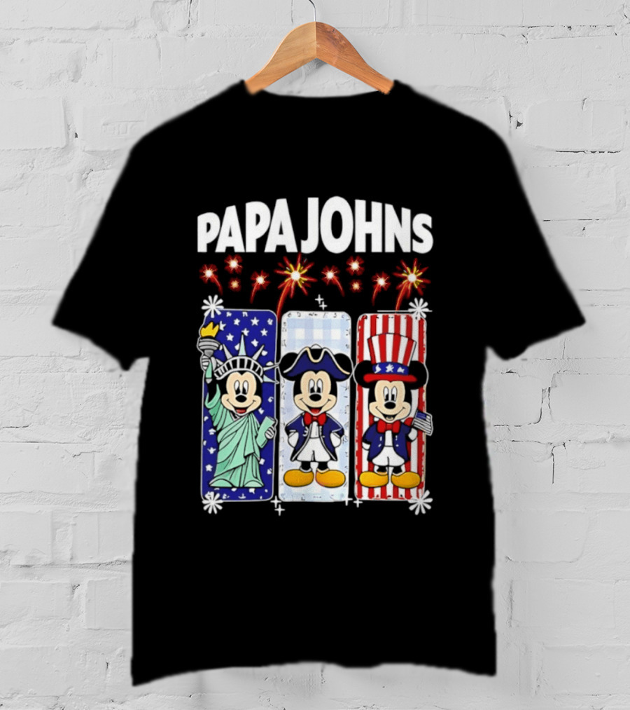 Papa Johns Mickey Mouse America 250th Anniversary Celebration T-Shirt