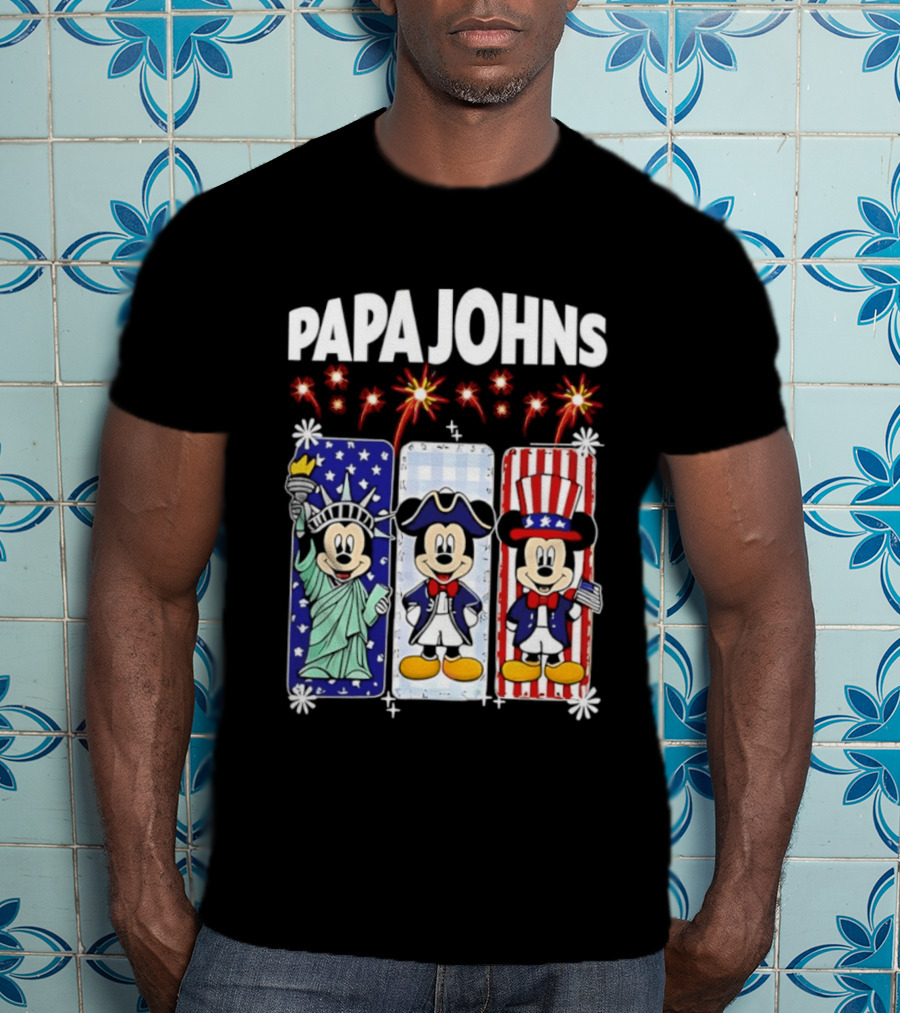 Papa Johns Mickey Mouse America 250th Anniversary Celebration T-Shirt