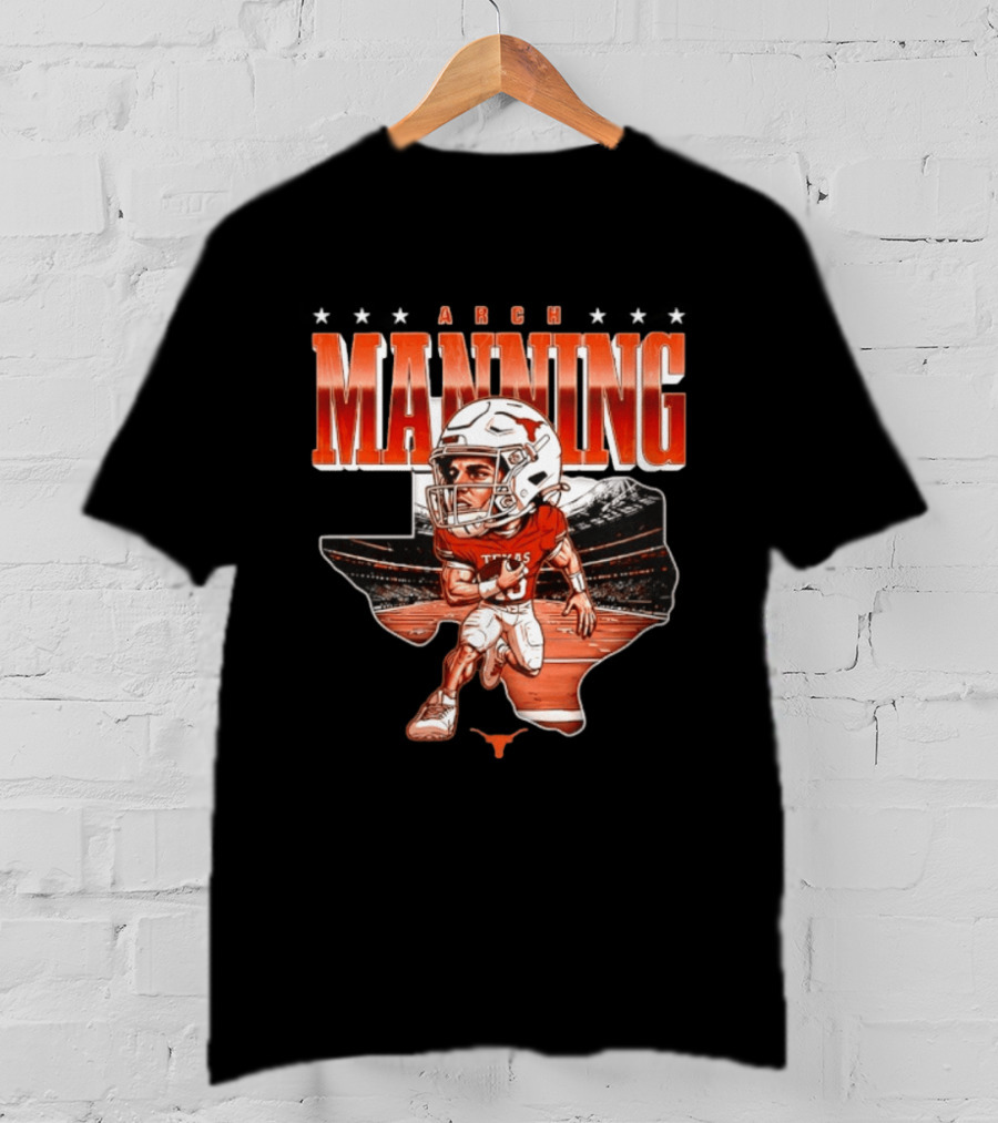 Arch Manning 16 Texas Longhorns NCAA Football Caricature Texas Stadium T-Shirt