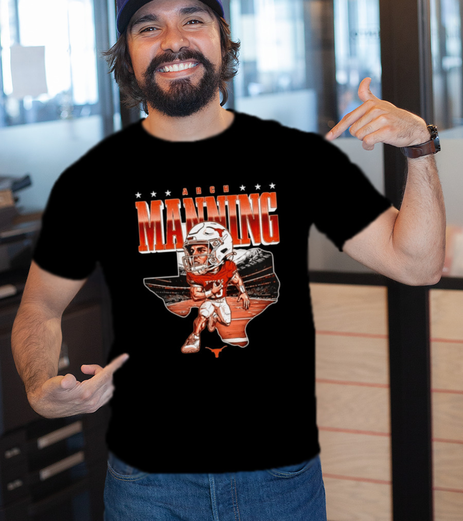 Arch Manning 16 Texas Longhorns NCAA Football Caricature Texas Stadium T-Shirt