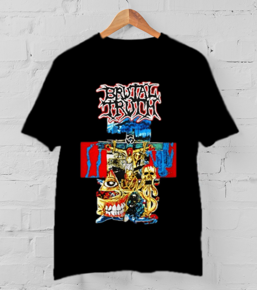 Brutal Truth Crucifix Skull Grindcore Band T-Shirt
