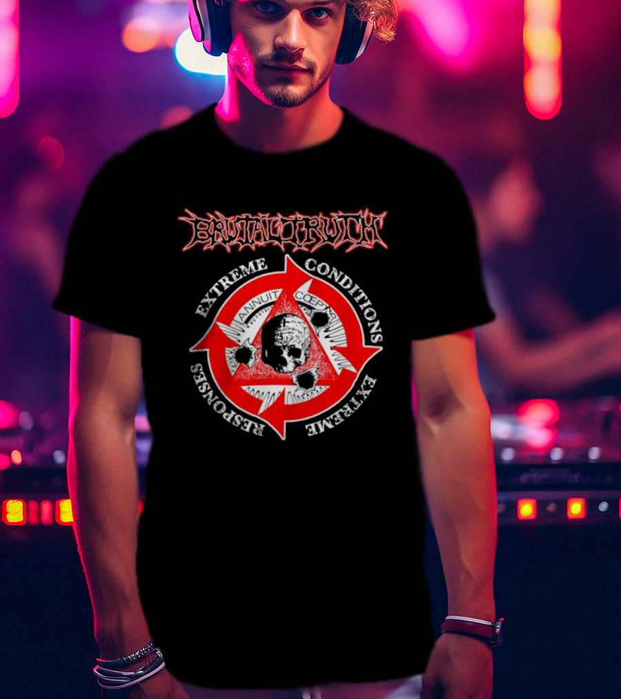Brutal Truth Extreme Conditions Extreme Responses Skull Triangle Arrows T-Shirt