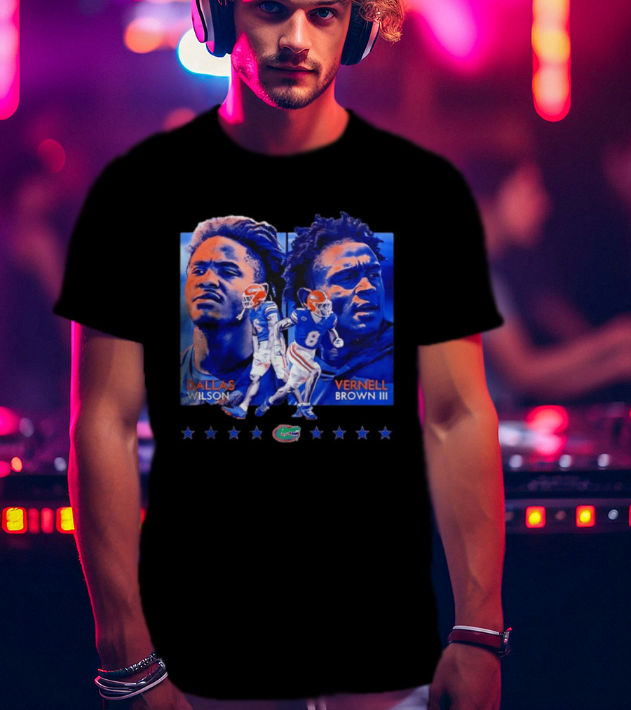 Dallas Wilson Vernell Brown III Florida Gators NCAA Football Player Portraits T-Shirt