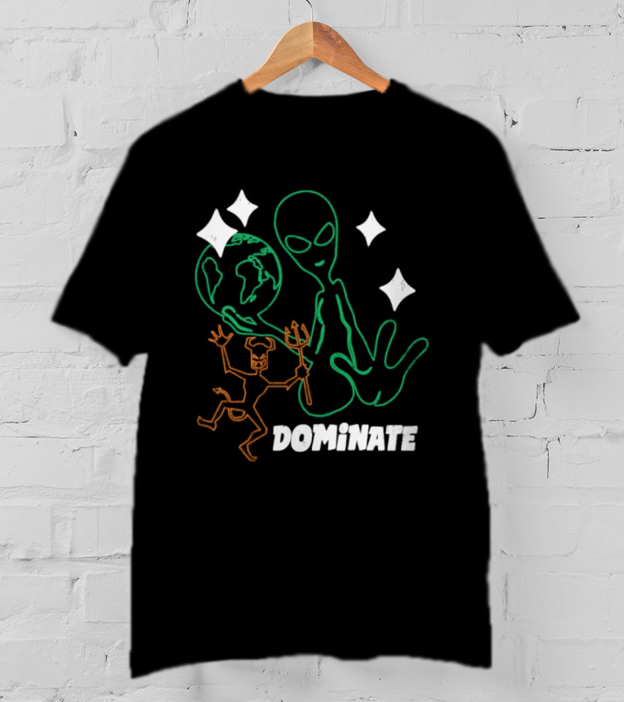 Dominate Alien Devil Earth UFO Stars T-Shirt