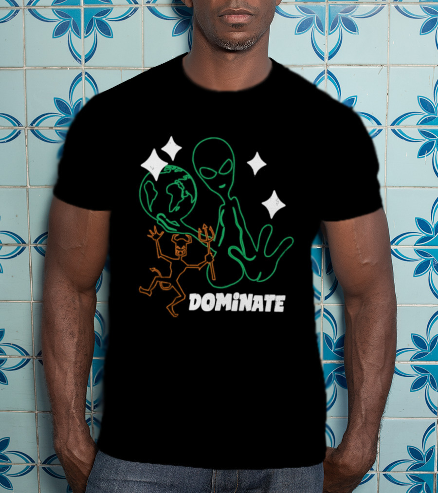 Dominate Alien Devil Earth UFO Stars T-Shirt