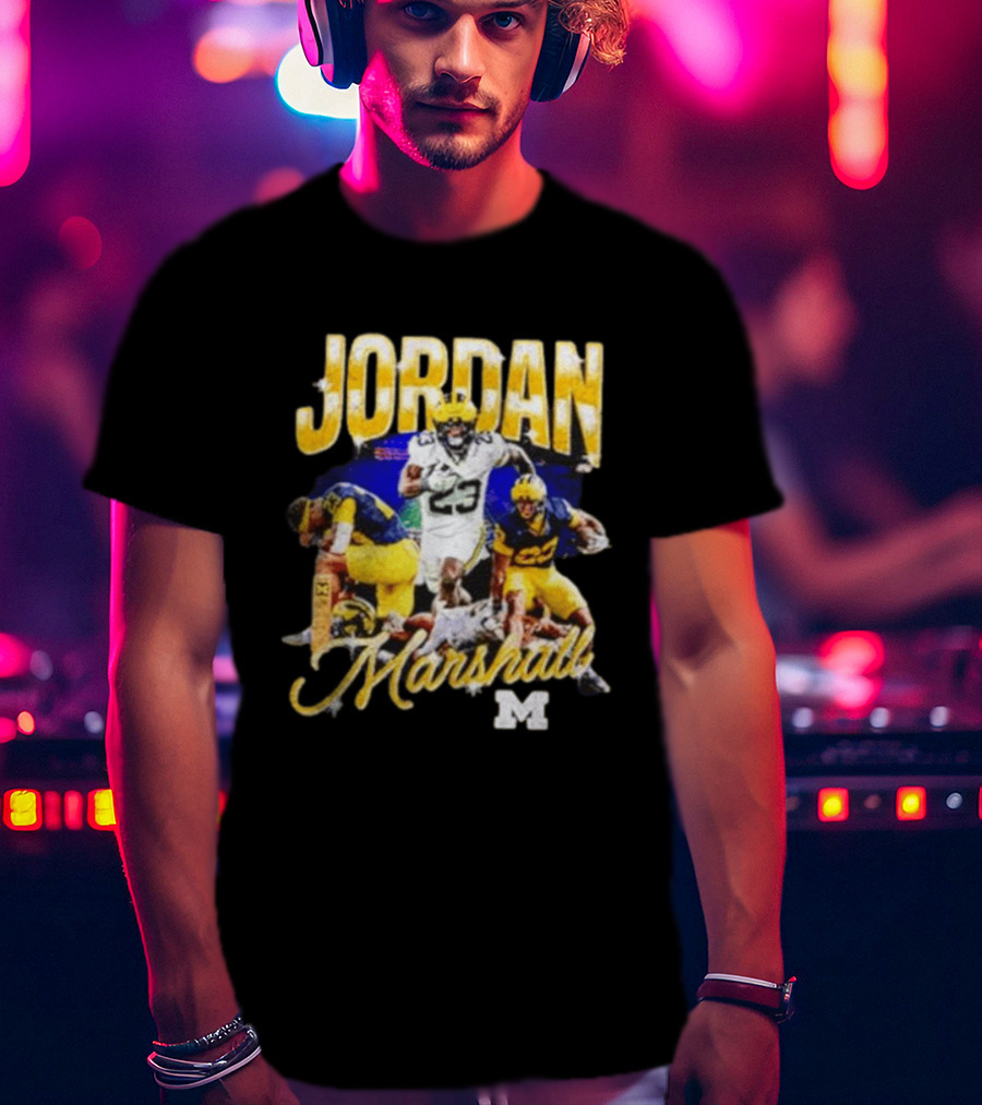 Jordan Marshall Michigan Wolverines 23 Football Collage T-Shirt