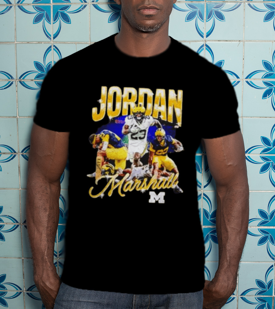 Jordan Marshall Michigan Wolverines 23 Football Collage T-Shirt