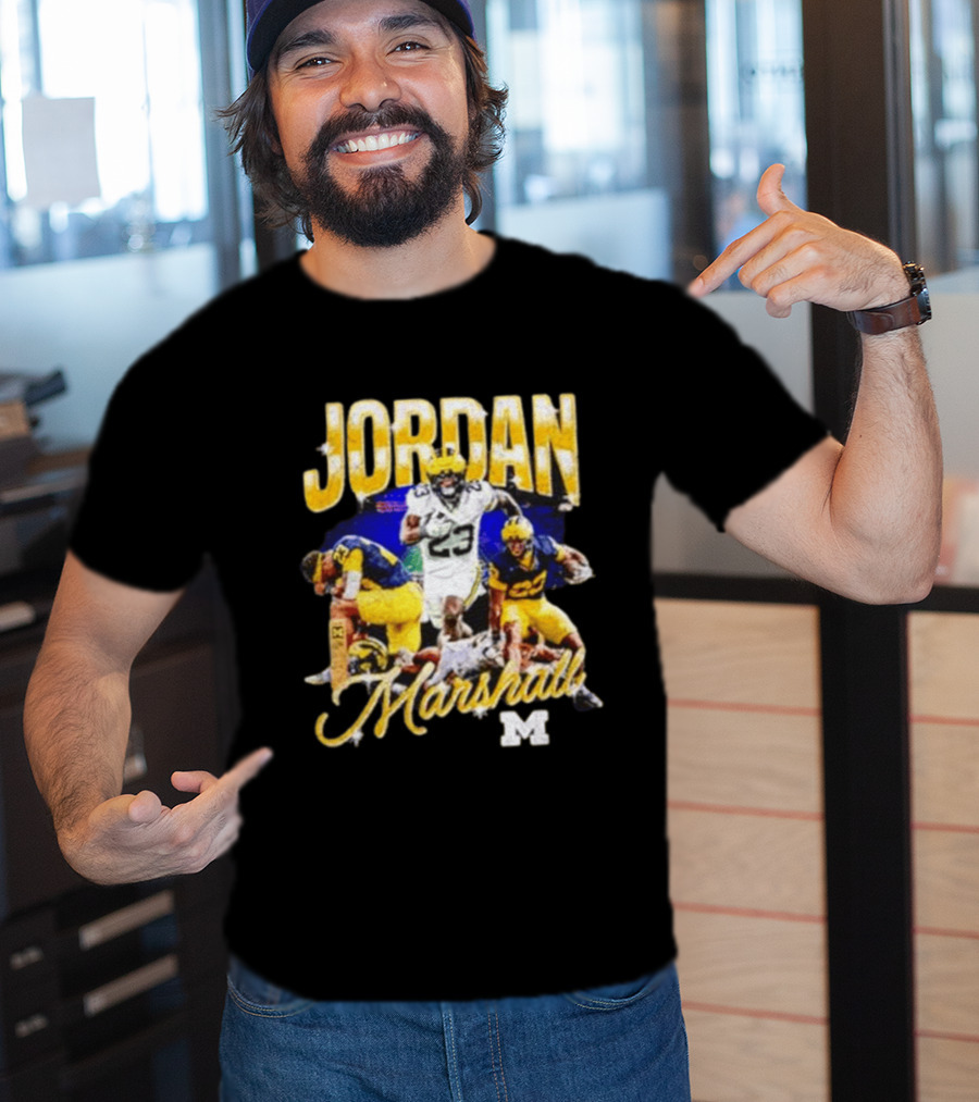 Jordan Marshall Michigan Wolverines 23 Football Collage T-Shirt