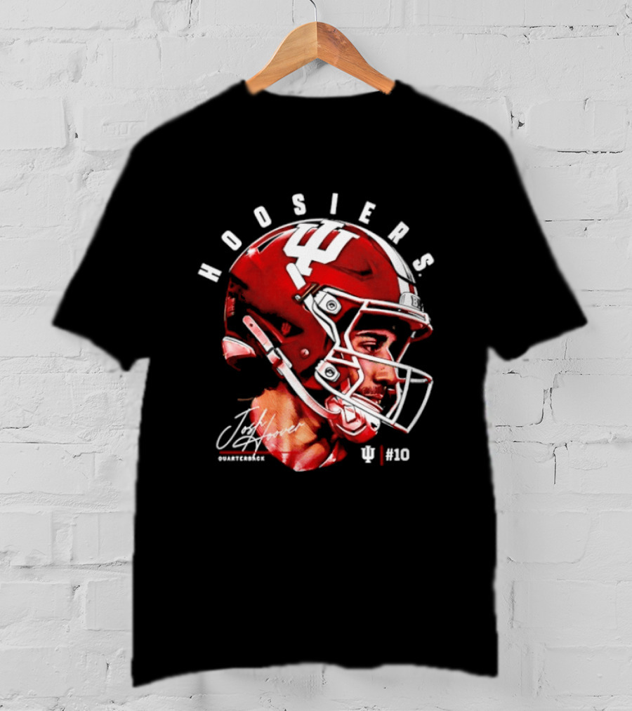 Josh Hoover 10 Indiana Hoosiers Football Helmet And Signature T-Shirt