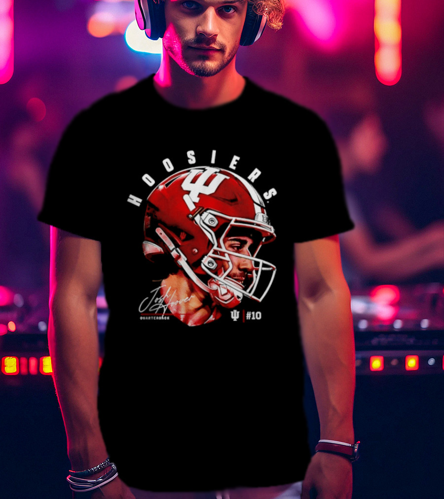 Josh Hoover 10 Indiana Hoosiers Football Helmet And Signature T-Shirt