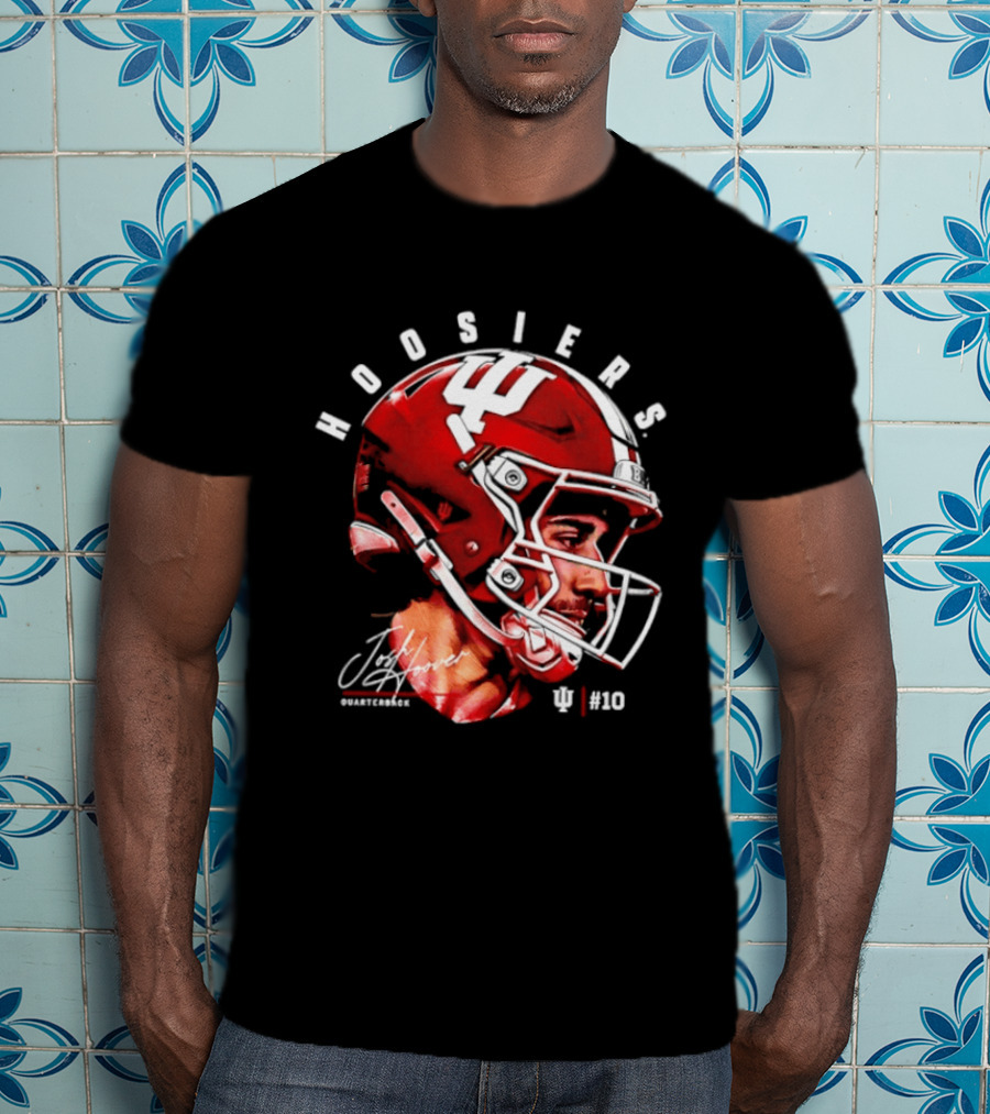 Josh Hoover 10 Indiana Hoosiers Football Helmet And Signature T-Shirt