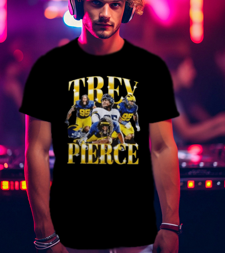 Trey Pierce Michigan Wolverines No 95 Football Collage T-Shirt