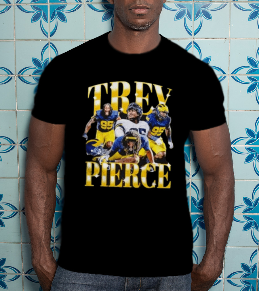 Trey Pierce Michigan Wolverines No 95 Football Collage T-Shirt