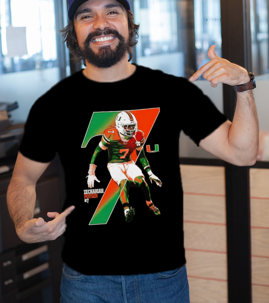 Zechariah Poyser 7 Miami Hurricanes NCAA Football Player T-Shirt