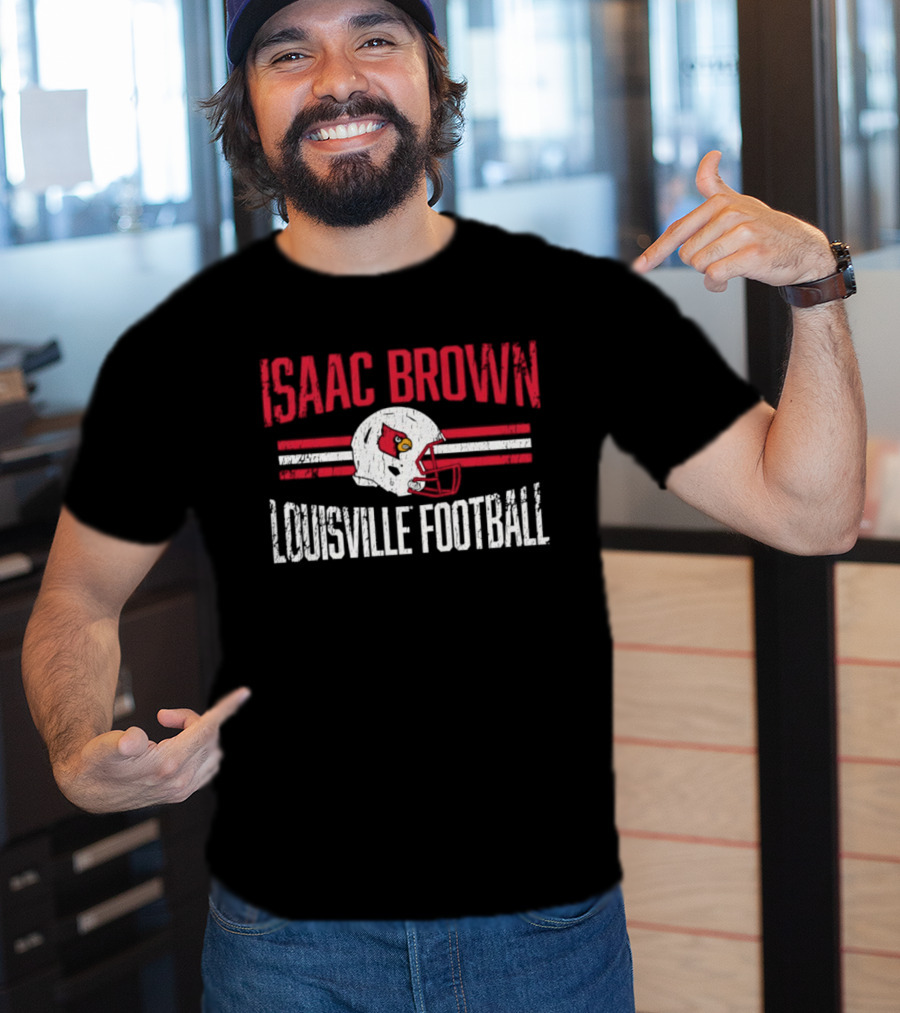 Isaac Brown Louisville Football Cardinals Helmet T-Shirt