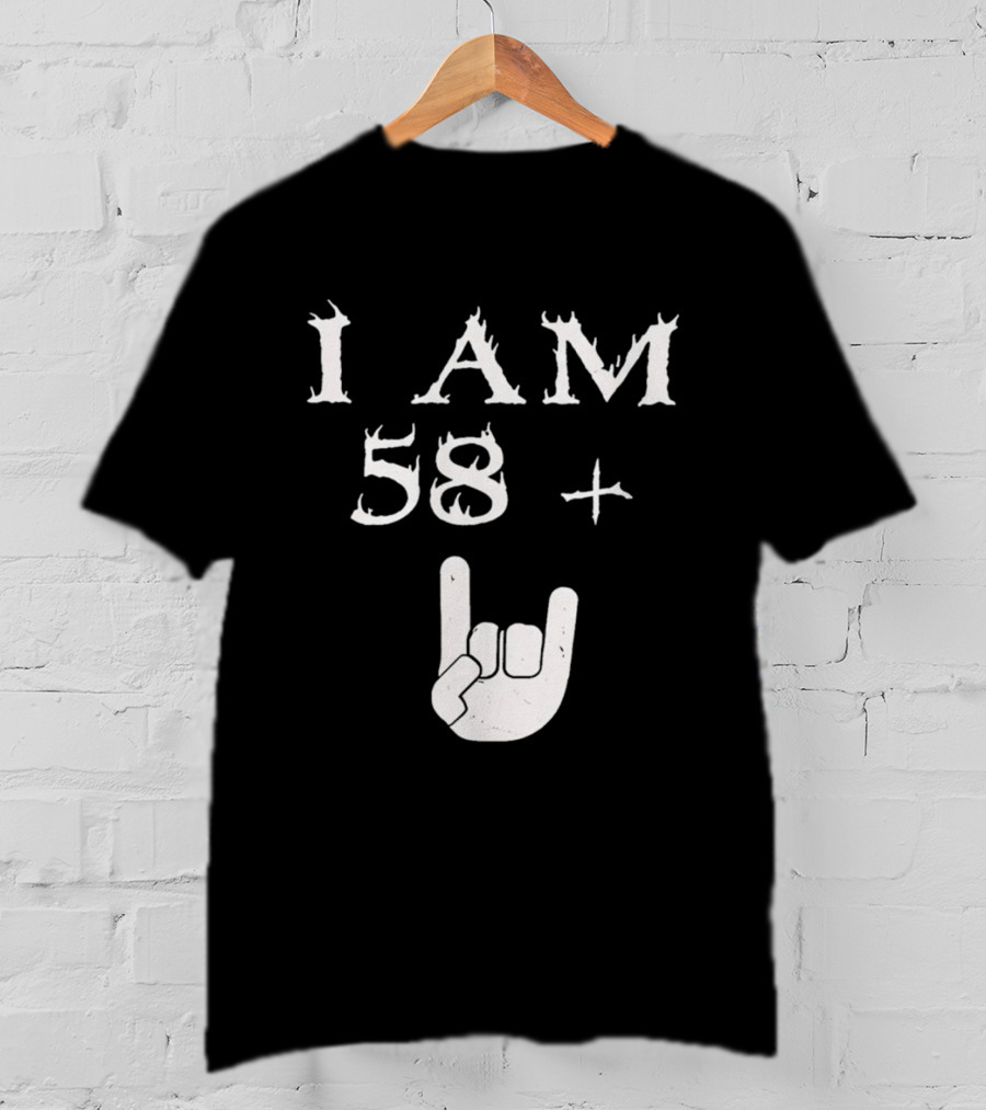 I Am 58 Plus Rock Hand Gesture T-Shirt