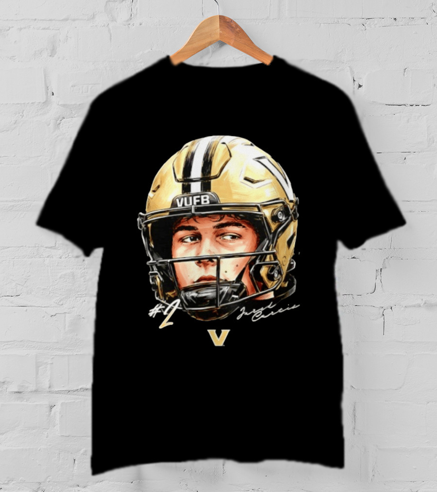 Jared Curtis 2 VUFB Vanderbilt Football Helmet T-Shirt