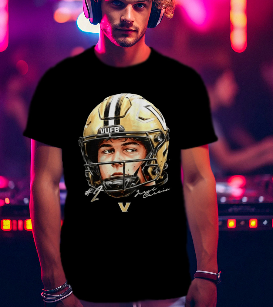 Jared Curtis 2 VUFB Vanderbilt Football Helmet T-Shirt