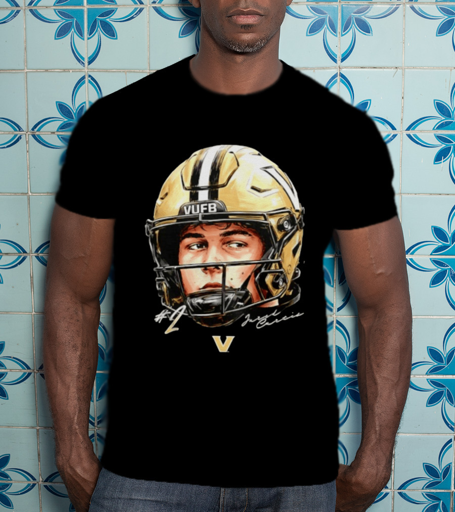 Jared Curtis 2 VUFB Vanderbilt Football Helmet T-Shirt