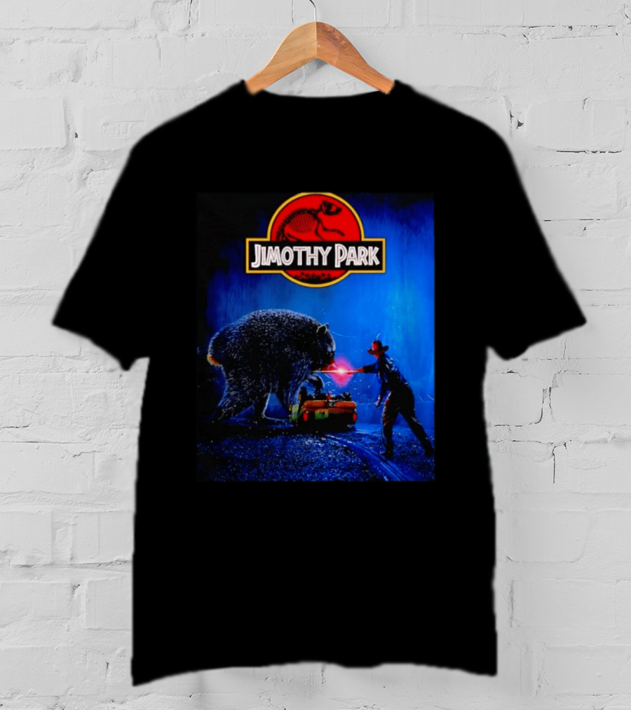 Jimothy Park Dinosaur Adventure Lampoon With Bear Scene T-Shirt