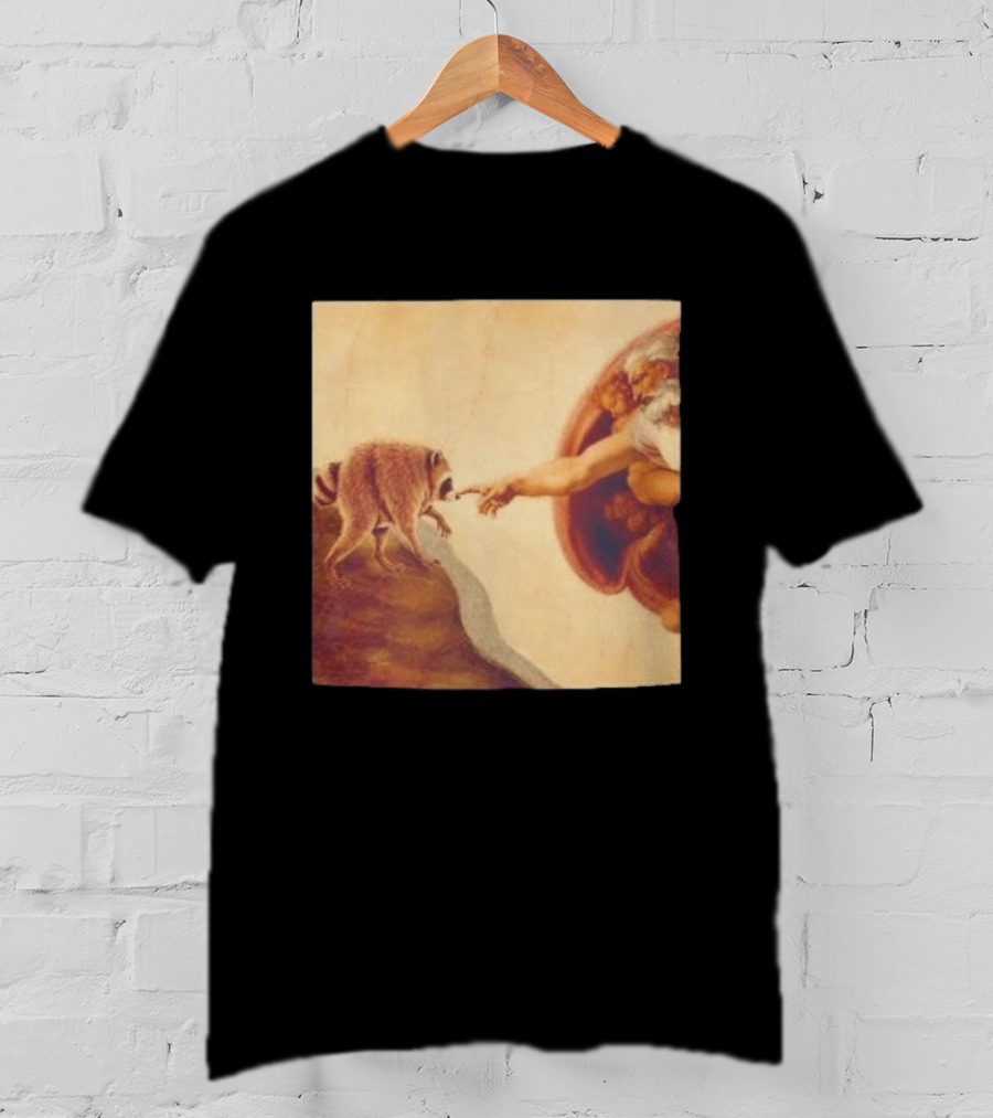 Jimothy Raccoon And The Creation Of Adam Renaissance Mashup T-Shirt
