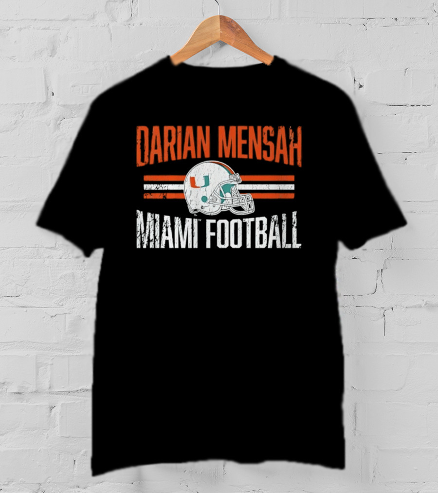 Darian Mensah Miami Football NCAA Hurricanes Helmet Hero T-Shirt