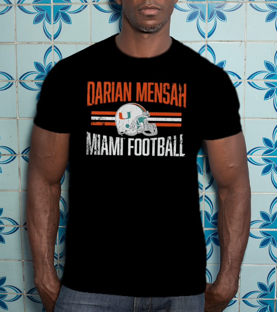 Darian Mensah Miami Football NCAA Hurricanes Helmet Hero T-Shirt
