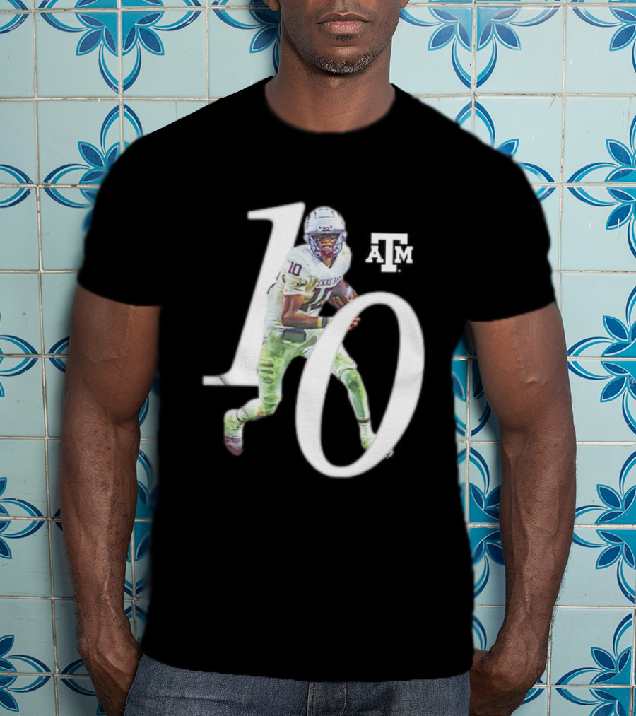 Texas A&M Aggies Marcel Reed 10 Football Player Action Pose T-Shirt