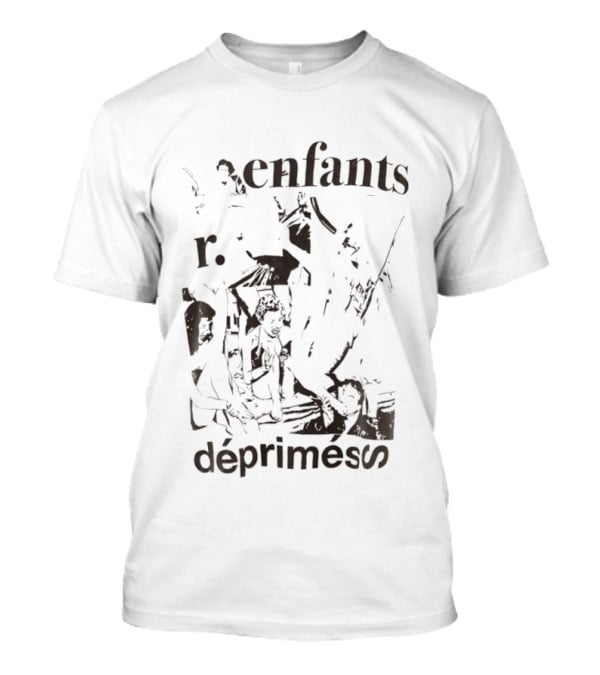 Enfants R Deprimes Monochrome Sketch Print T-Shirt