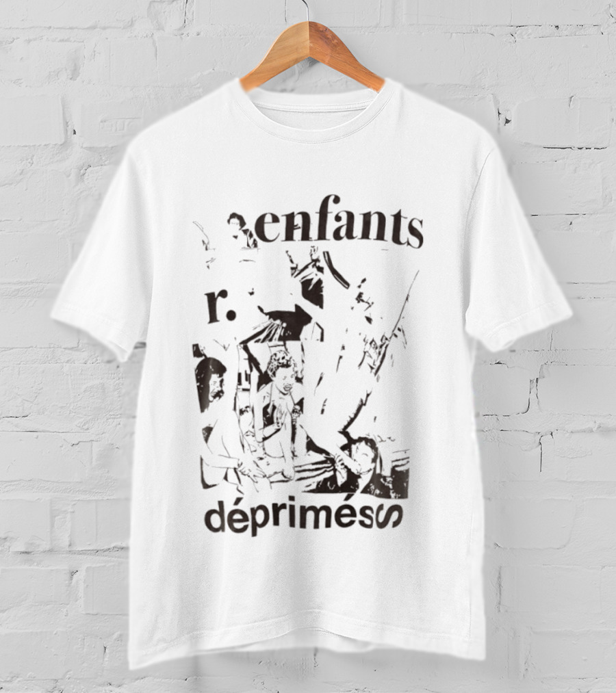 Enfants R Deprimes Monochrome Sketch Print T-Shirt
