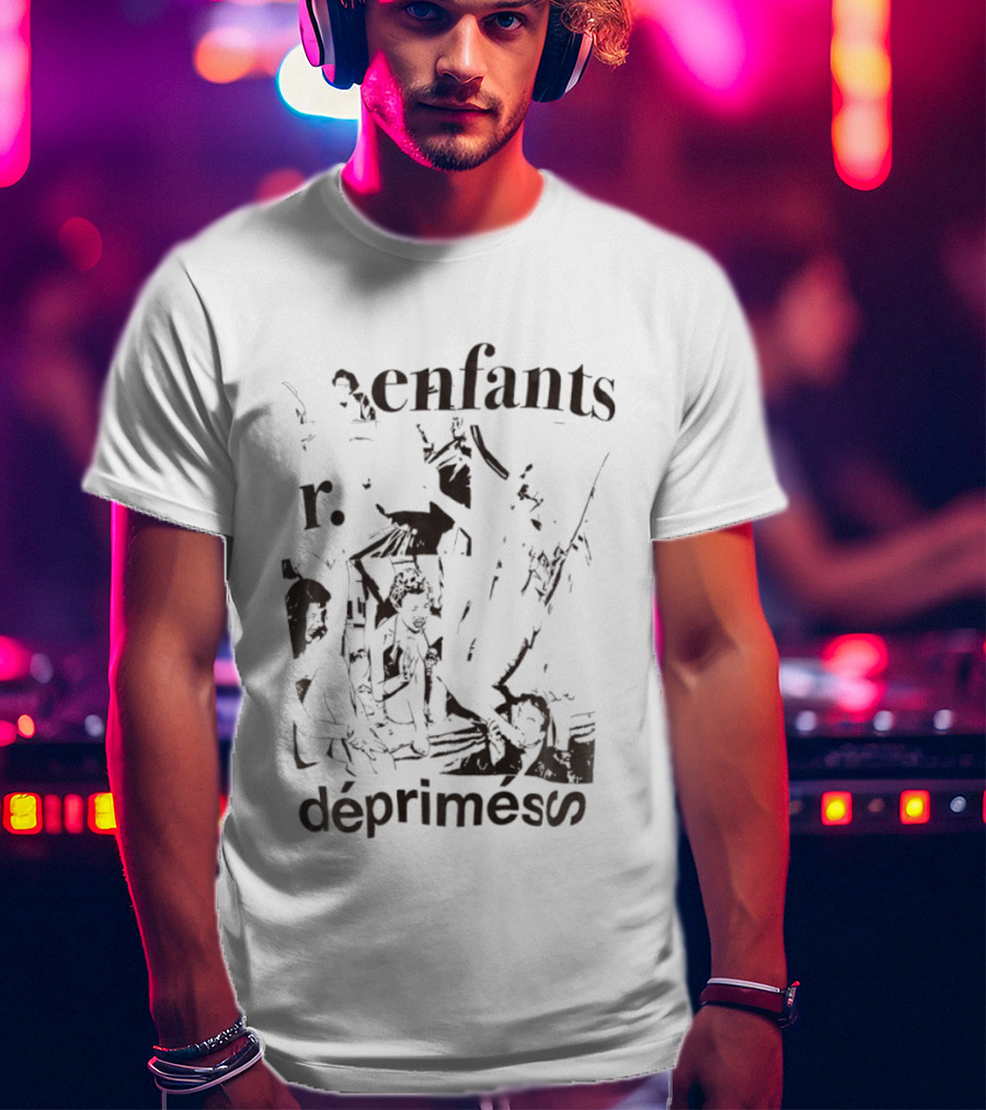 Enfants R Deprimes Monochrome Sketch Print T-Shirt