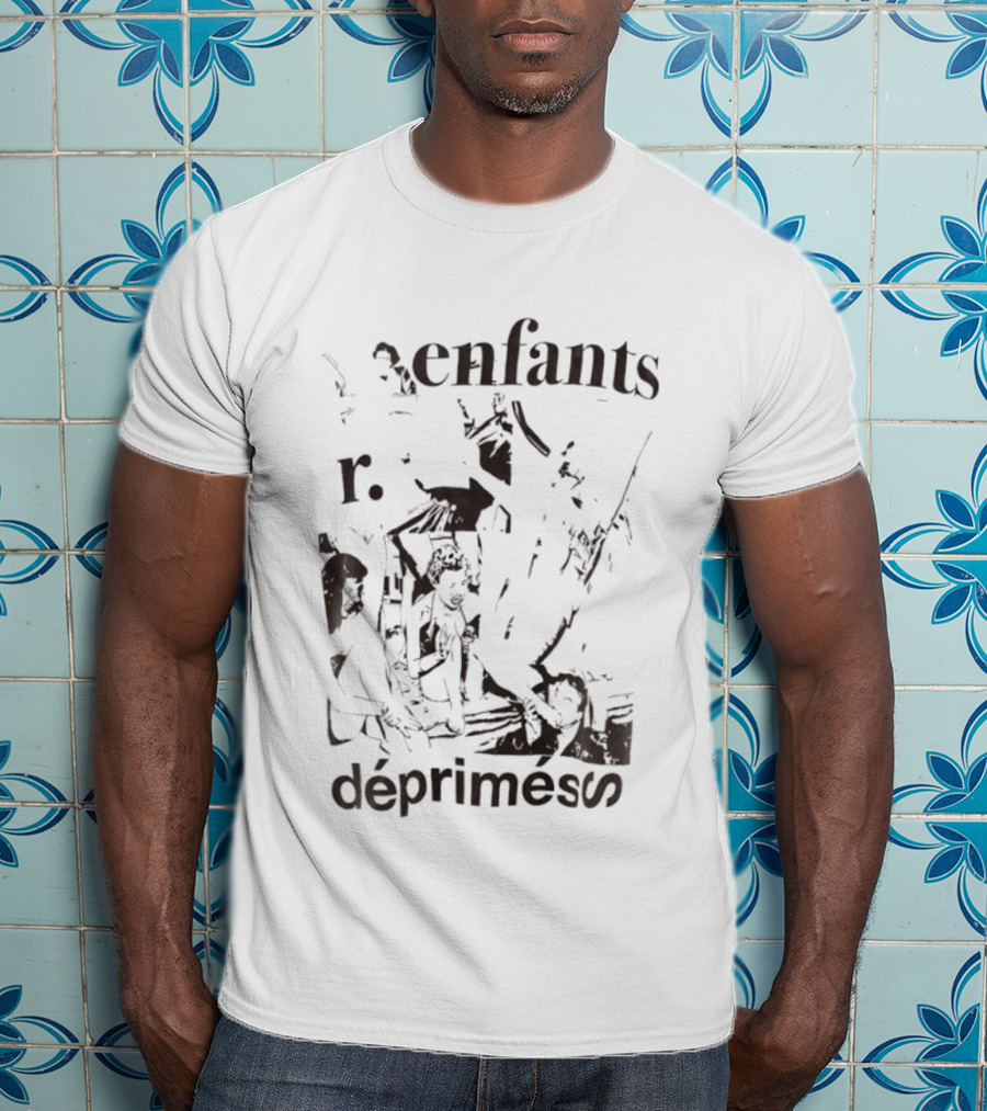 Enfants R Deprimes Monochrome Sketch Print T-Shirt