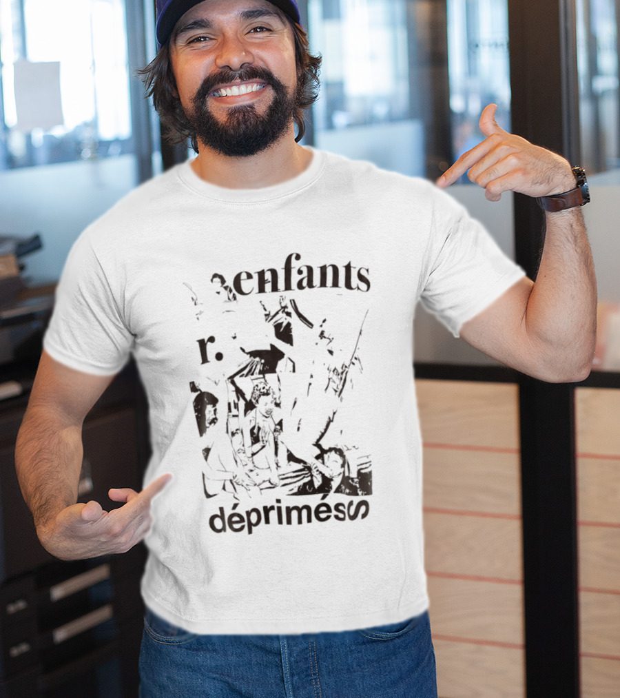 Enfants R Deprimes Monochrome Sketch Print T-Shirt