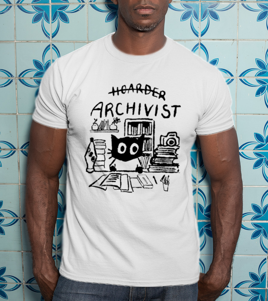 Cat Hoarder Archivist Bookworm Librarian T-Shirt