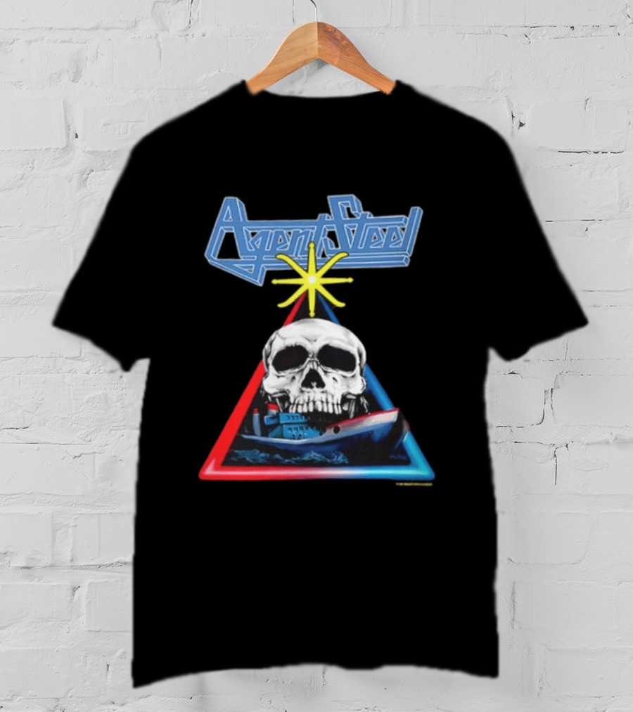 Agent Steel The Road To Atlantis Tour 1987 Skull Ship London Hamburg Two Sided T-Shirt
