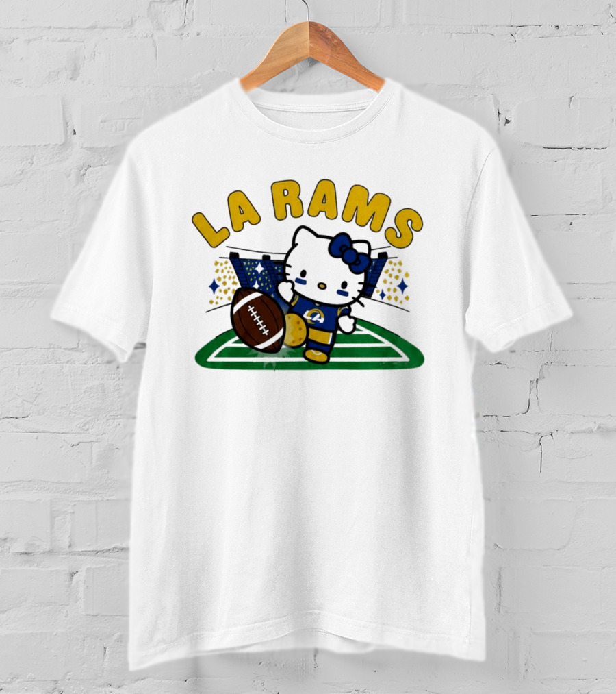 LA Rams Hello Kitty Football Kicking Stadium Scene T-Shirt