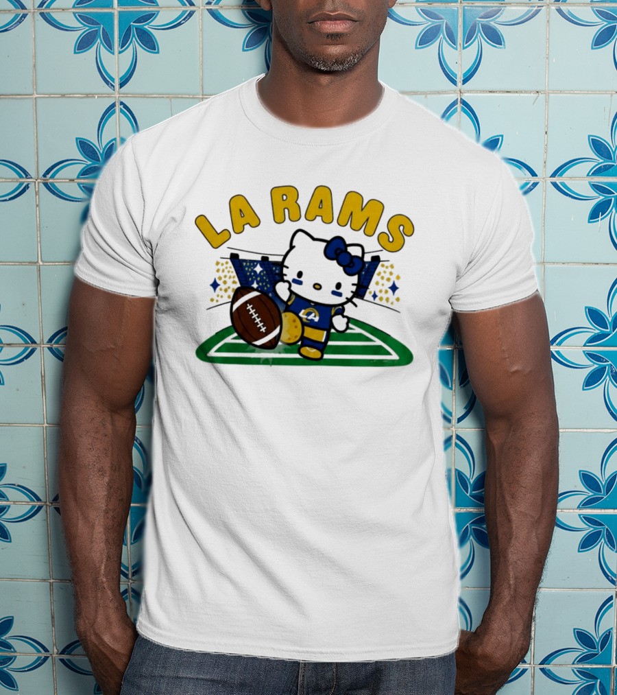 LA Rams Hello Kitty Football Kicking Stadium Scene T-Shirt