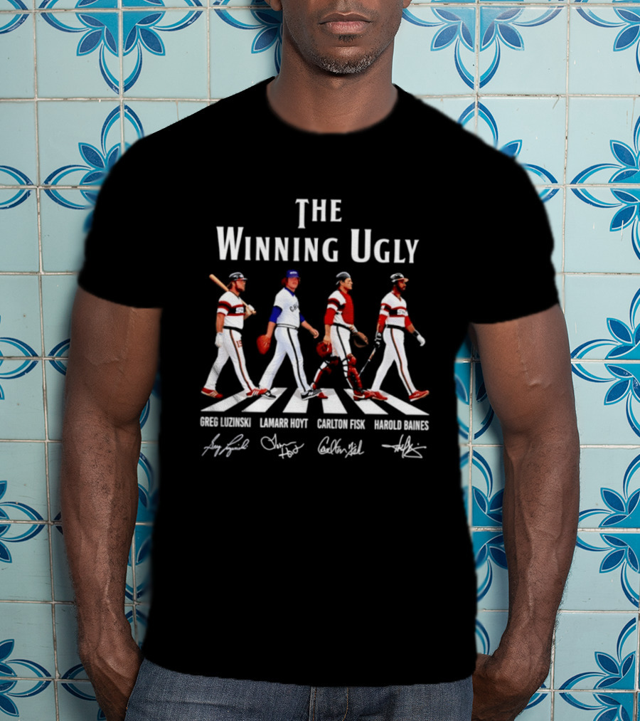 Chicago White Sox The Winning Ugly Greg Luzinski Lamarr Hoyt Carlton Fisk Harold Baines Signatures Abbey Road T-Shirt