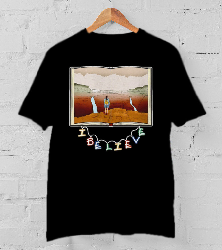 I Believe Open Book Landscape Journey Adventure T-Shirt